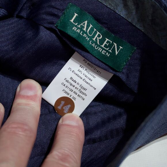 NWT $95 Ralph Lauren Norton Ultraflex Blue Check Flat Front Pants Men 38x30 (B1) - Picture 9 of 9